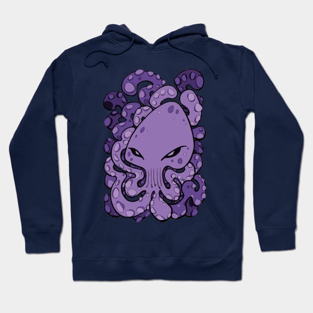 Octopus Squid Kraken Cthulhu Sea Creature - Ultra Violet Purple Hoodie by BigNoseArt